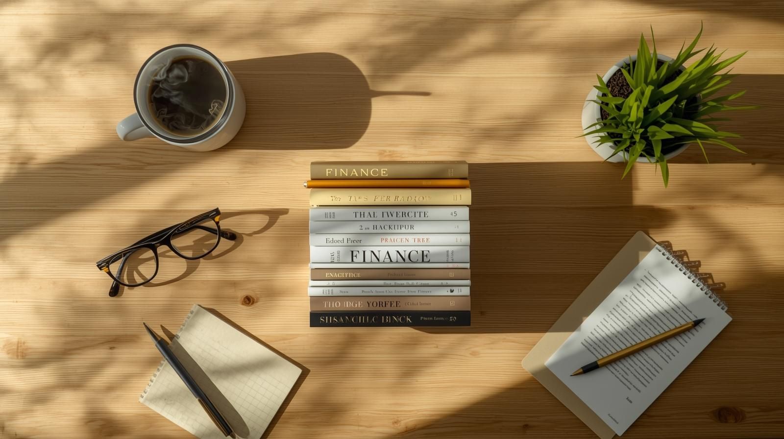 10 carti educatie financiara asezate pe o masa